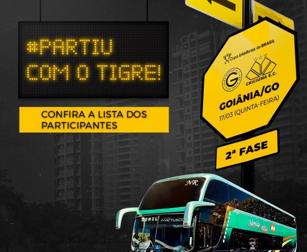 Confira a lista dos sócios que irão para Goiânia com o Tigre