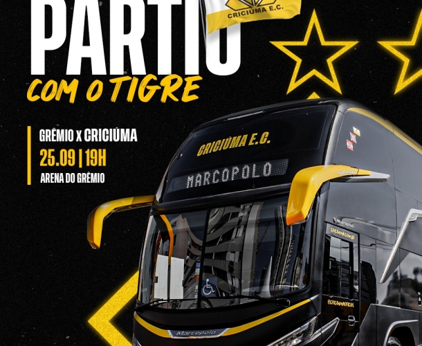Criciúma oferece ônibus e ingressos ao seu torcedor para o jogo contra o Grêmio
