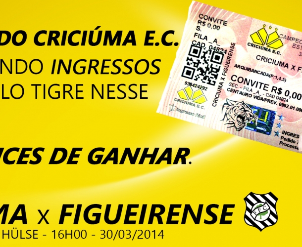 Criciúma sorteia 30 ingressos para os sócios