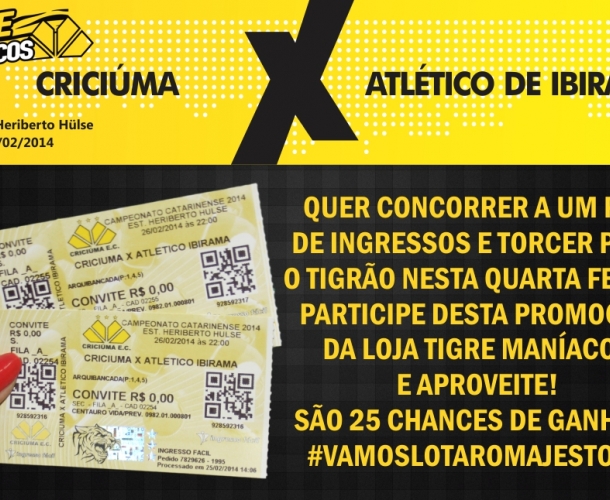 Resultado do sorteio de ingressos da Tigre Maníacos