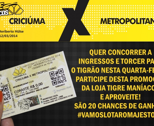 Resultado do sorteio de ingressos da Tigre Maníacos
