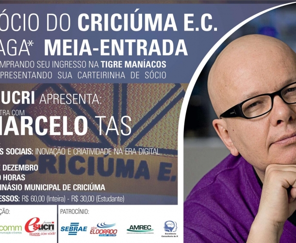 Sócios terão desconto para palestra de Marcelo Tas